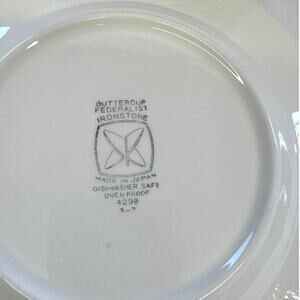 Vintage Lemon Federalist Ironstone 7 5/8" Salad Plate #4236 Set Of 8- W/Crazing
